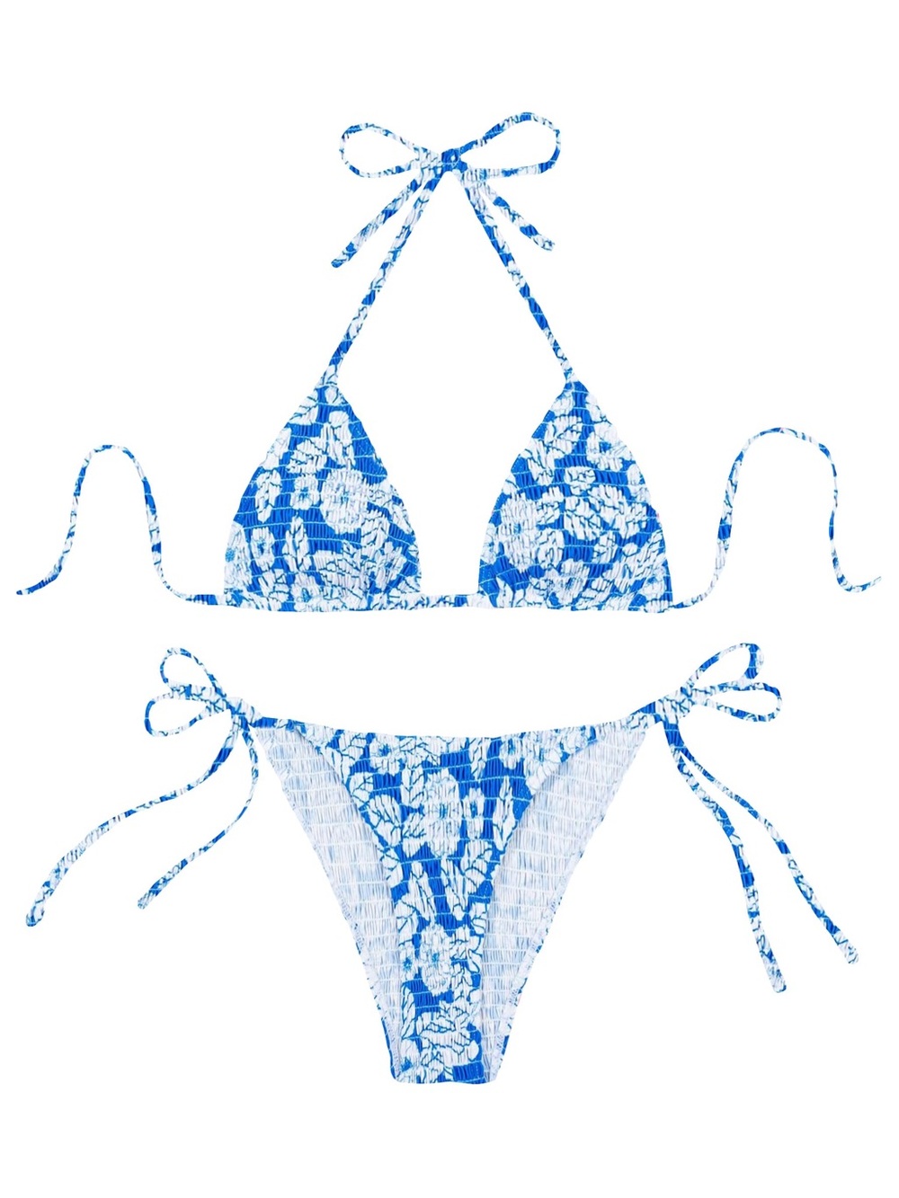 MakeMeChic Two Piece String Bikini Swimsuit Women’s Size M Floral Sexy Textured